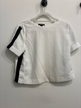 Forever 21 White Short Sleeve Top with Black Side Stripe